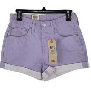 Levi’s 501 Denim Shorts 30 NWT Mid-Rise Lavender Pastel Cotton Summer Faerie Kei
